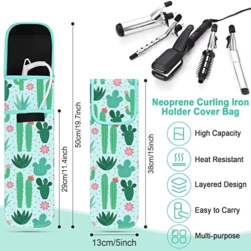 Shappy 2 Pcs Heat Resistant Curling Iron Flat Iron Travel Case,Cactus - Image 2