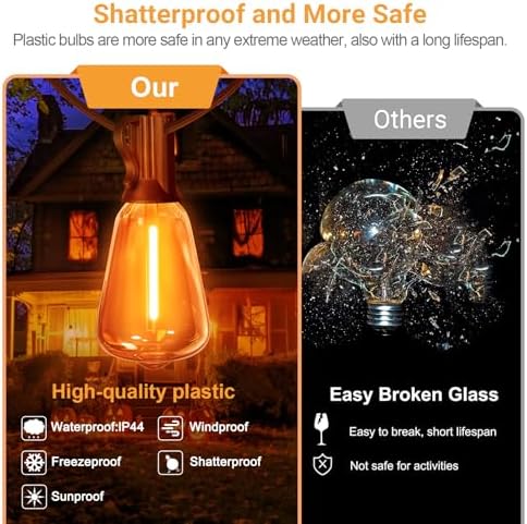 4 Pack Orange Purple Halloween Outdoor String Lights,26FT ST38 LED Patio Lights with 12+1 Shatterproof Edison Bulbs,UL Waterproof Connectable Hanging Lights for Backyard Porch Christmas Party Decor - Image 5