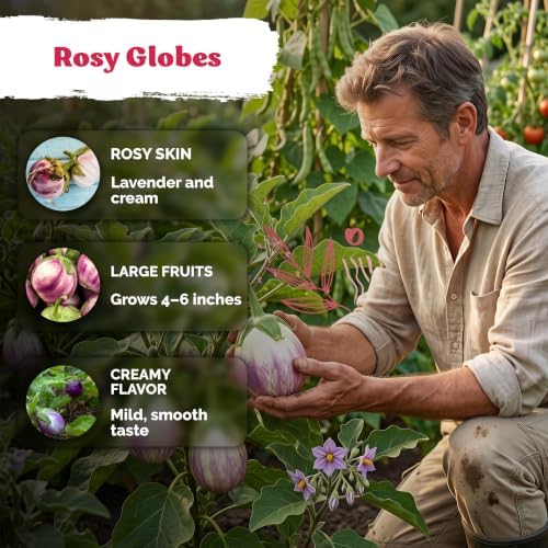 250 Rosa Bianca Heirloom Eggplant Seeds for Planting, Solanum Melongena - Image 4