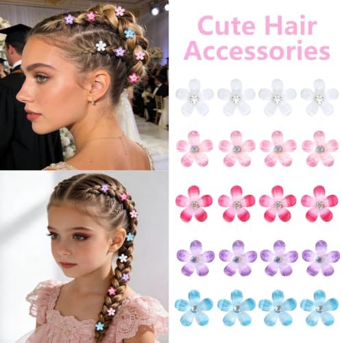 YISSION 20Pcs Mini Gradient Flower Rhinestone Hair Clips Women Girls - Image 3