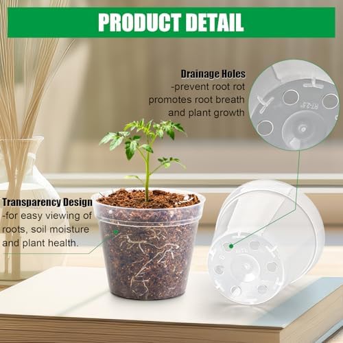 BTPLASTIK 200 Pack 2.5 Inch Clear Nursery Pots with Drainage Hole, Transparent Seed Starter Pots, Sturdy Plastic Plant Pot for Planting Seedlings Vegetables Herbs, Gardening Gifts - Image 3