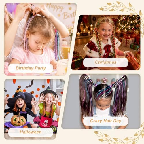 Colored Hair Extensions Mix Tinsel, Clip in Glitter Mermaid Hair for Girls - Image 6