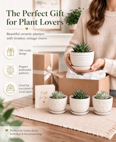 4.8 Inch Succulent Pots, Flower Pots, Ceramic Planters for Indoor Plants - Image 3