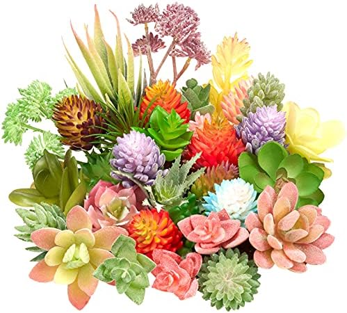 32 Pcs Mini Fake Succulents, Small Artificial Faux Succulent Plants Decor by Jutom