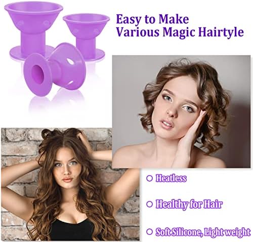 JANYUN 40Pcs Purple Hair Rollers,Silicone Heatless Curlers for Women Girl - Image 5
