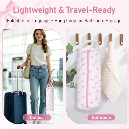 Hair Tool Organizer Travel Bag for Curling Irons & Dryers (Pink Bow) - Image 2