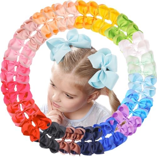 CÉLLOT Big Bows for Girls 40 PCS Grosgrain Ribbon Boutique 6 Inch Hair Bow Alligator Clips For Girls Teens Toddlers Kids in Pairs by C%C3%89LLOT