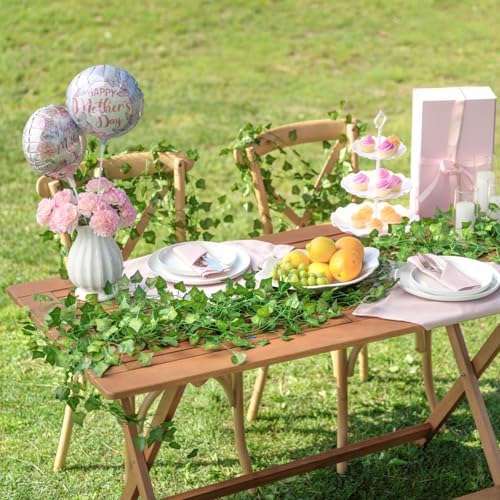 CQURE 48 Pack 336Ft Artificial Ivy Fake Vines,Ivy Garland Greenery Garland Fake Hanging Plants Vines Aesthetic Green Leaves for Bedroom Wedding Party Garden Wall Room Decor - Image 5