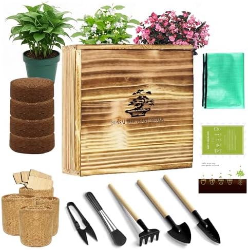 Bonsai Tree Growing Kit - All-in-One plant repotting mat Gardening Tools & User Manual, Unique Gift for Plant Lovers (Seeds Not Included)Gardening Gifts for Women Men Mom Father Birthday Thanksgiving by WNJ