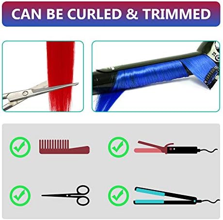 Red and Blue Hair Extensions Clip in Colored Hairpieces Gift 10 PCS - Image 3