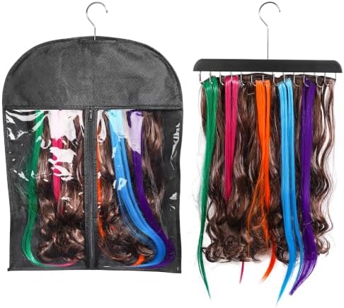 Hair Extension Holder with Clear Dustproof Bag, 14 Hooks Weft Rack by Doytn