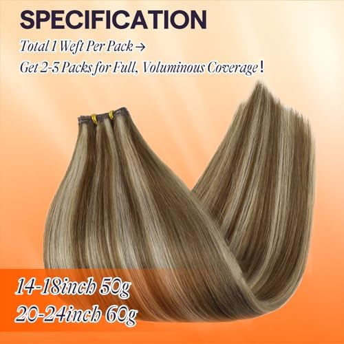 Full Shine Sew In Hair Extensions Real Human Hair Add Length 24 Inch 60g - Image 4