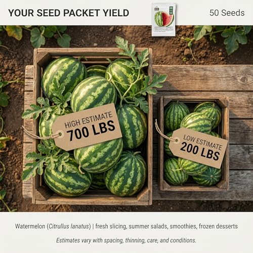 50 Crimson Sweet Watermelon Seeds for Planting - Heirloom, Non-GMO, USA Grown - 20-25 lb Melons - RDR Seeds - Image 2
