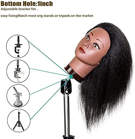 Mannequin Head With Human Hair,16",Braiding Styling Doll Head,Beauty School Manikin Head,Curling Dyeing Hairdresser Practice Training Head - Image 5