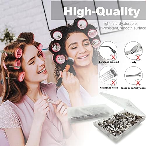 HiJeaton Metal Duckbill Hair Clips for Women Styling Curl Silver Rollers - Image 2
