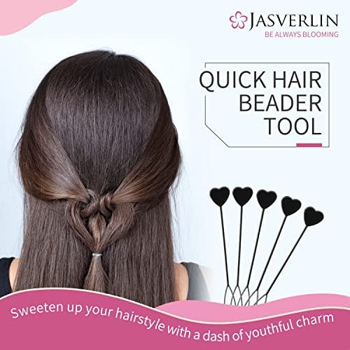 JASVERLIN Hair Beader Tool: Automatic Beads Loader for Braids, Ponytails, and Hair Threading Applicator Set (15 pcs, Black) - Image 4