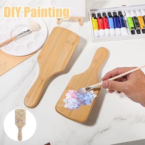 6 Pcs Bamboo Hair Brush Bulk Natural Wooden Paddle Brush Round-tipped Bamboo Bristles Detangling Brushes, Lightweight Massage Anti Static for Women Men and Children for Hair Growth (9.84'' × 3.4'') - Image 3