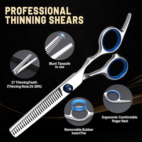 Hair Cutting Scissors Set, 4Cr13MoV Cutting and Thinning Shears, 9-Piece - Image 4