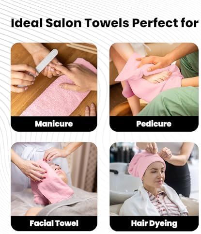 Avalon Towels Salon Towel - Pink Hand Towels Bulk Pack of 24 - 100% Cotton Absorbent Spa, Facial & Gym Towel for Working Out - 16x27 Inches (Not Bleach Proof) - Image 6