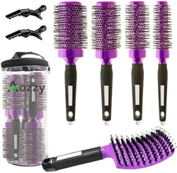 5pcs Round Brushes for Blow Drying&Boar Bristle Detangling Hair Brush by Aozzy