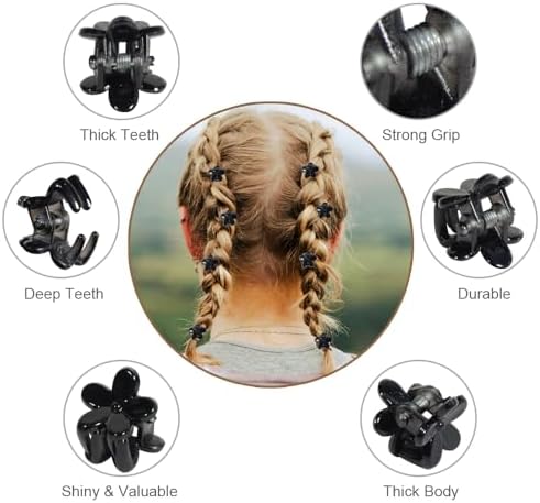 Mini Flower Hair Clip Flower Clips,Colorful Mini Hair Claw,for Women, Girls,Baby, Toddler Bangs Strong Grip Small Tiny Rainbow Hair Clips (50, Black) - Image 2