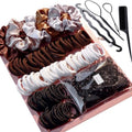 YANRONG Hair Accessories Set - 755 Seamless Ponytail Holders, Variety of Scrunchies, Bands, and Hair Ties for Thick and Curly Hair (light brown) by SimplifyYourLife