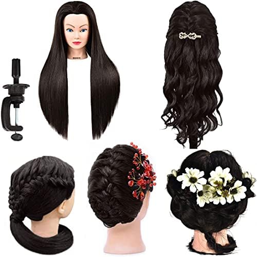 headdoll Mannequin Head Styling Mannequin Head for Hair Styling and Free Table Stand Training Head Manikin Cosmetology Doll Head with Long Fiber Hair Hairdresser Practice Head for Stylist - Image 5