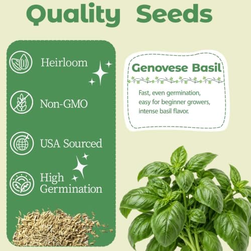 Genoese Basil Seed Pod Kit, 12-Pods Hydroponic Refill Pack, Compatible with AeroGarden and All Indoor Gardens, Includes Grow Sponges, Plant Food, Grow Anything Seed Pod Kit, 12-POD - Image 2