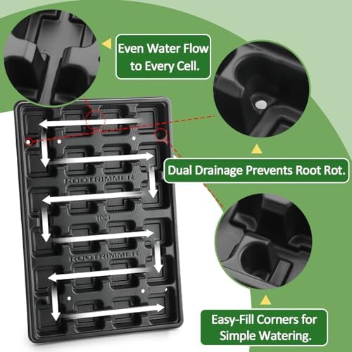 RooTrimmer 5 Pack 24 Cell Nursery Pots Trays with 2.8 inch (7CM) Square Nursery Pots 120pcs (Black), Plastic Seed Starter Tray with Drain Holes for Carrying and Holding Plant Pot(17"x11"x1.6") - Image 4