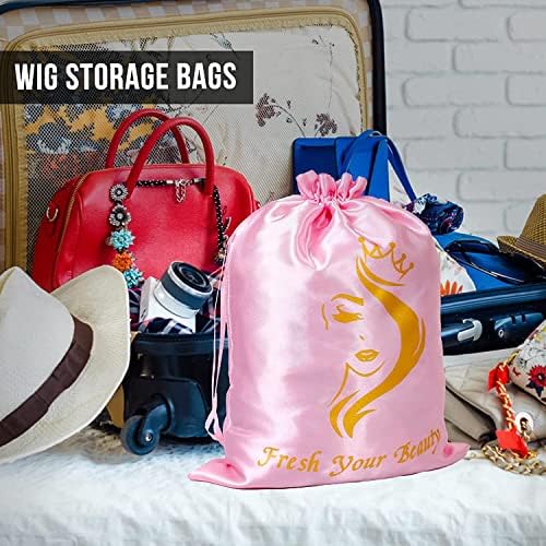 6pc Satin Wig Storage Bag, Mix Purple & Pink - Image 7