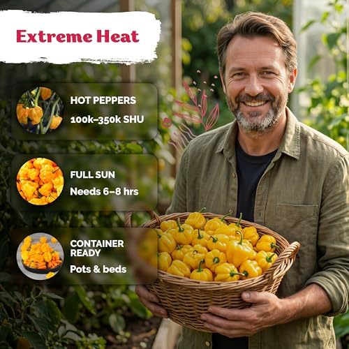 55 Yellow Scotch Bonnet Heirloom Vegetable Seeds, Capsicum Chinense - Image 4