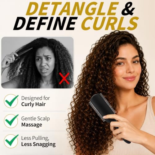 9 Row Styling Brush for Curly Hair, Detangling and Curl Defining - Image 6
