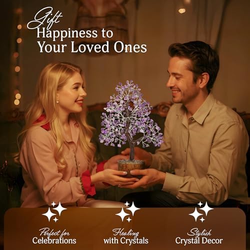 YATSKIA Amethyst Tree of Life Crystal Bonsai, Unique Gifts for Women, Mom & Family, Handmade Gemstone Tree, Boho Room, Shelf & Office Desk Decor, Birthday Gifts - Image 5