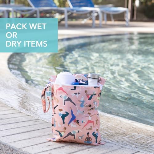 Bumkins Waterproof Wet Bag for Baby, Travel, Swim Suit, Cloth Diapers, Pump Parts, Pool, Beach, Gym Clothes, Toiletry, Hook to Stroller, Daycare, Zipper Reusable Wetdry Packing Pouch, Yoga Pals - Image 4