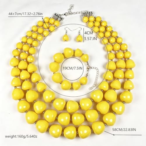 Short Orange Red Curly Costume Wig and Jewelry Set with Sunglasses for Women Adults 70s Retro Housewife Cosplay Halloween Party Accessories (Yellow Beads) - Image 3