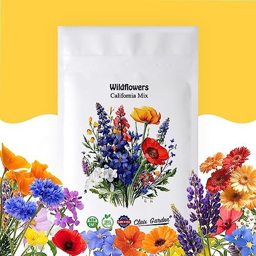 California Wildflower Mix - 5,000 Seeds - 17 Varieties - No Fillers, Open Pollinated and Non GMO, Perennial and Annual Garden Flowers, Attracts Bees and Butterflies by ClaixGarden