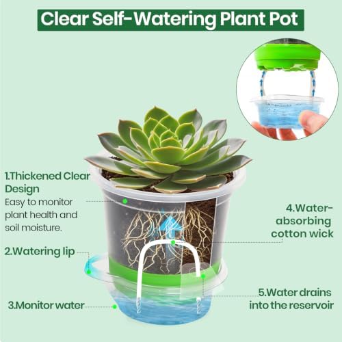 MIXC Self Watering Nursery Plant Pots with Silicone Base, 4-Inch, 12-Pack - Image 5