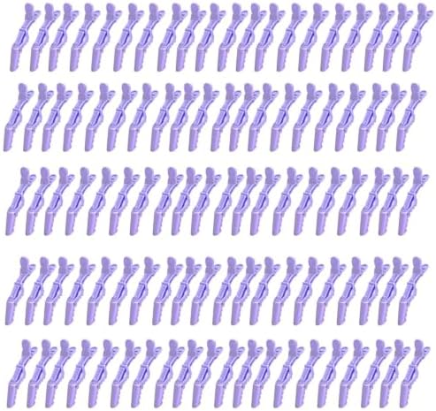 100 Pcs Alligator Hair Clip for Styling Sectioning - Salon Hair Clip for Thick Hair, Plastic Hair Styling Clip with Wide Teeth & Double-Hinged Design (Purple) by Unknown