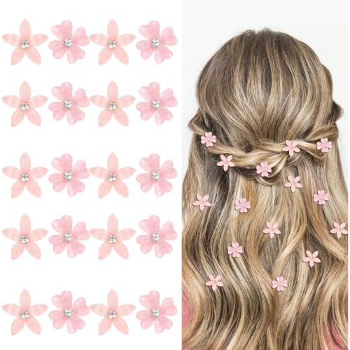Light Pink Mini Flower Hair Clips Cute&Wedding Hair Accessories by KEUKORZ