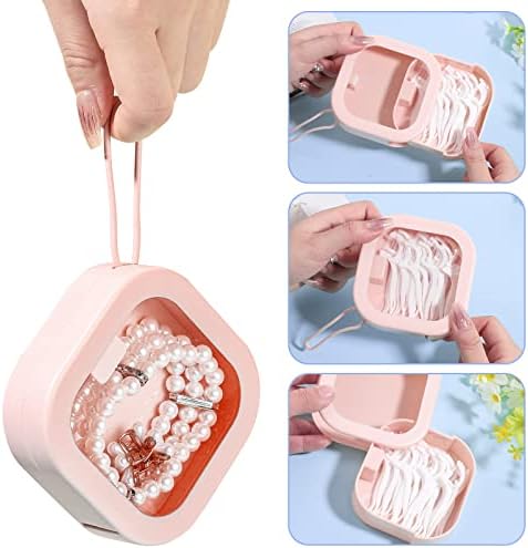 Prudiut Hair Tie Organizer 2 Pack, Portable Storage Box, Pink White - Image 3