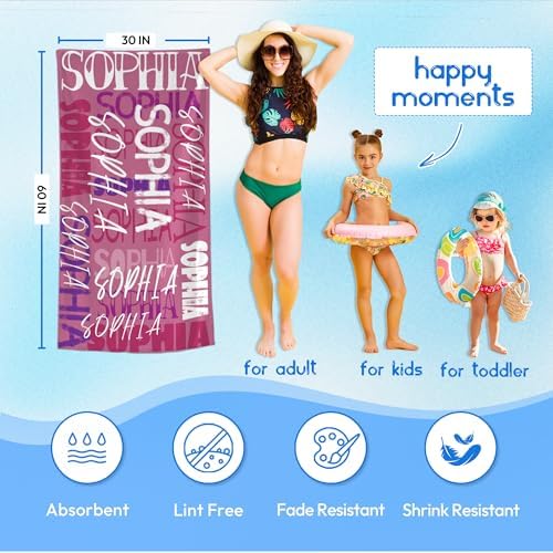 JML Personalized Beach Towel with Name, Custom Beach Towel with Name, Customized Microfiber Pool Towel, Quick Dry & Absorbent Swim Towel for Adult,Anniversary, Birthday, Summer Holiday,Vacation - Image 3