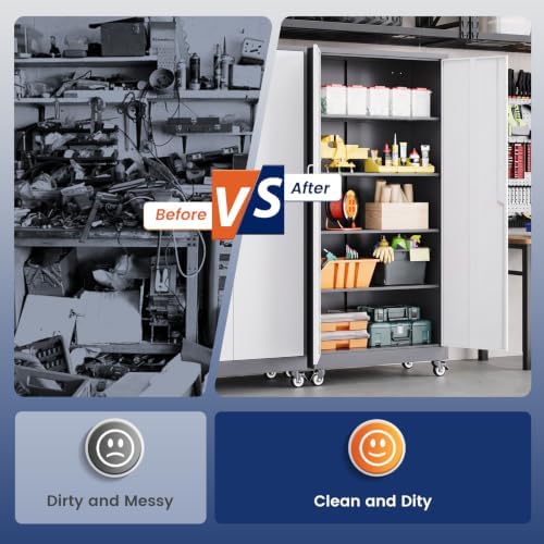 Yizosh Metal Garage Storage Cabinet,Mobile Lockable Tools Storage Cabinets - Image 7