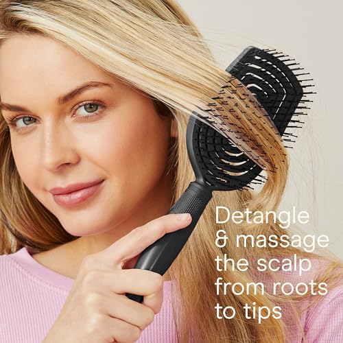 Conair Scalp Care Detangling hairbrush - Curly Hair Brush - Scalp Massager - hairbrushes for women & men - detangler for all lengths and types - can use wet or dry - Black Onyx - Image 5