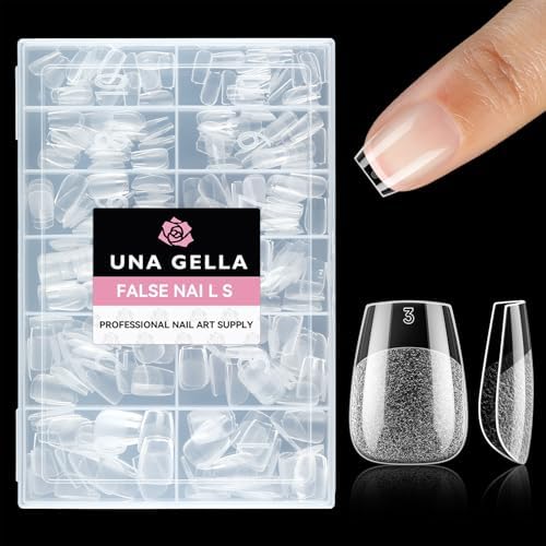 UNA GELLA Extra Short Coffin Nail Tips, 216pcs in 12 Szies Soft Gel Tips by UNAGELLA