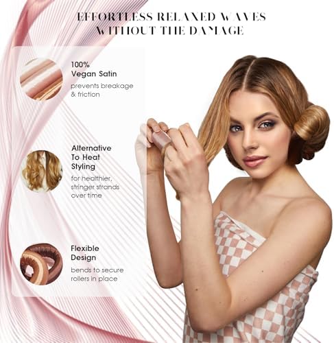 6 Pack Heatless Hair Curler, Heatless Curls Overnight for All Hairs Types, Hair Rollers for Blowout Look Long Hair, Curls Satin Jumbo Flexi Rods to Sleep in (Color, A) - Image 2