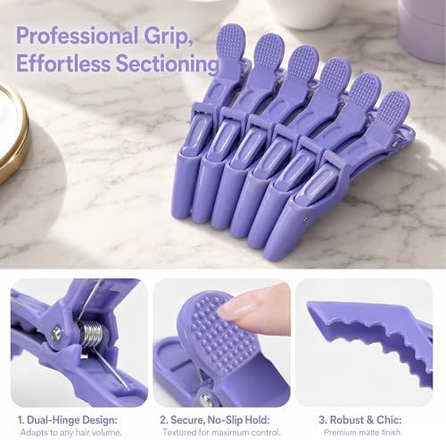 30 Pack Alligator Hair Clips, Sectioning Clips for Salon Coloring, Cutting & Styling, Durable Plastic Barber Hairdressing Tools, Strong Grip Crocodile Clips for Women Men Kids (Purple) - Image 3