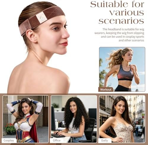 Medium Brown Wig Grip Band 2 Pack for Half Wig, Non Slip - Image 6