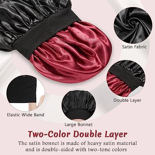 2pcs Satin Silk Hair Bonnet for Sleeping, Sleep Bonnets for Women - Image 2