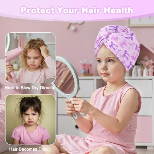 FIOBEE Microfiber Hair Towel Wrap for Kid Girls Rapid Drying Hair Turbans - Image 3