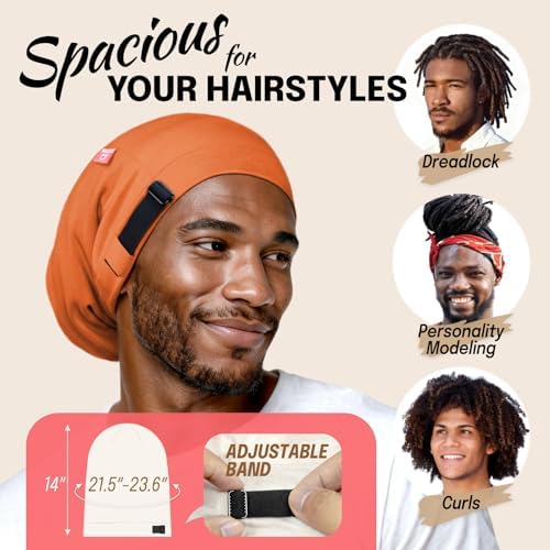 Large Satin Bonnet for Men Sleeping, Dreadlocks Loc Cap for Curly Wave Long - Image 5